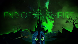 Size: 1920x1080 | Tagged: safe, artist:cloudbringerart, queen chrysalis, changeling, changeling queen, changeling empire, glow, nebula, solo, vector, wallpaper