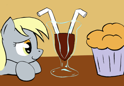 Size: 1948x1359 | Tagged: safe, artist:ambrosebuttercrust, derpy hooves, pegasus, pony, cargo ship, female, glass, mare, muffin, solo, that pony sure does love muffins