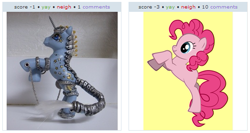 Size: 529x281 | Tagged: safe, pinkie pie, oc, pony creator, g3, custom, exploitable meme, irl, juxtaposition, juxtaposition win, photo, pose, toy