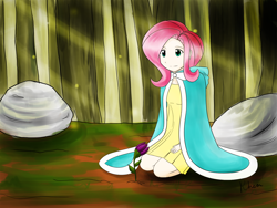 Size: 1466x1100 | Tagged: safe, artist:kprovido, fluttershy, clothes, dress, humanized