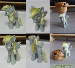Size: 1576x1438 | Tagged: safe, artist:modern-warmare, derpy hooves, pony, brushable, custom, irl, muffin, photo, solo, toy