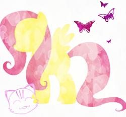 Size: 696x647 | Tagged: safe, artist:misscarmela, fluttershy, butterfly, pegasus, pony, simple background, solo, transparent background