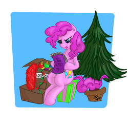 Size: 1000x1000 | Tagged: safe, artist:foxpony, pinkie pie, earth pony, pony, christmas, female, mare, pink coat, pink mane, solo