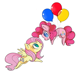 Size: 1349x1234 | Tagged: safe, artist:lustrous-dreams, fluttershy, pinkie pie, earth pony, pegasus, pony, balloon, female, flutterpie, lesbian, shipping, simple background, then watch her balloons lift her up to the sky, transparent background