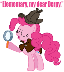 Size: 612x684 | Tagged: safe, artist:death-driver-5000, pinkie pie, earth pony, pony, detective, magnifying glass, sherlock holmes