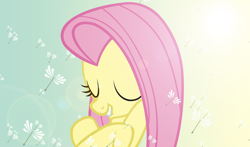 Size: 900x529 | Tagged: safe, screencap, fluttershy, pegasus, pony, hurricane fluttershy, dandelion, solo