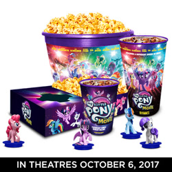 Size: 400x400 | Tagged: safe, derpibooru import, pinkie pie, rainbow dash, rarity, twilight sparkle, twilight sparkle (alicorn), alicorn, earth pony, pegasus, pony, unicorn, my little pony: the movie, collectible, cup, female, figure, food, ice cubes, mare, merchandise, pop, popcorn, popcorn tray, soda, toy