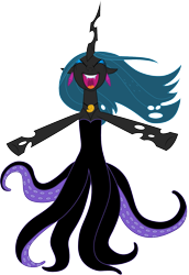 Size: 1001x1456 | Tagged: safe, artist:cloudyglow, queen chrysalis, changeling, changeling queen, clothes, clothes swap, cosplay, costume, disney, solo, the little mermaid, ursula
