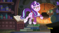 Size: 2208x1242 | Tagged: safe, screencap, snowfall frost, starlight glimmer, pony, unicorn, a hearth's warming tail, discovery family logo, majestic as fuck, solo