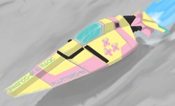 Size: 1275x777 | Tagged: safe, artist:otakuap, fluttershy, butterfly, cutie mark, no pony, simple background, video game, wipeout