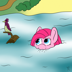 Size: 1600x1600 | Tagged: safe, artist:thexiiilightning, pinkie pie, earth pony, pony, female, mare, pink coat, pink mane, water, wet mane