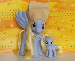 Size: 1100x900 | Tagged: safe, artist:psaply, derpy hooves, pony, brushable, custom, filly, irl, paper bags, photo, toy