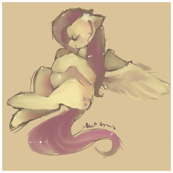 Size: 2050x2050 | Tagged: safe, artist:busoni, fluttershy, pegasus, pony, cute, high res, paint tool sai, pregnant, solo