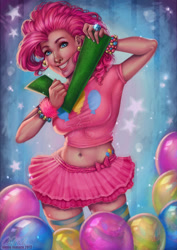 Size: 600x849 | Tagged: safe, artist:amalara, pinkie pie, balloon, check, humanized