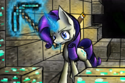 Size: 3000x2000 | Tagged: safe, artist:manearion, rarity, pony, unicorn, crossover, female, horn, mare, minecraft, solo