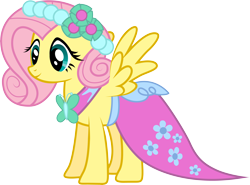 Size: 7498x5534 | Tagged: safe, artist:mowza2k2, fluttershy, pegasus, pony, absurd resolution, clothes, dress, female, mare, simple background, solo, transparent background