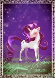 Size: 818x1158 | Tagged: safe, artist:cmaggot, rarity, pony, unicorn, female, frame, mare, purple mane, solo, white coat