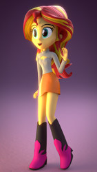 Size: 1080x1920 | Tagged: safe, artist:creatorofpony, artist:derpie pie, artist:frankier77, sunset shimmer, equestria girls, 3d, blender, cleavage, clothes, downloadable, female, keyhole turtleneck, open-chest sweater, skirt, solo, sweater, turtleneck