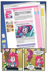 Size: 630x969 | Tagged: safe, idw, applejack, babs seed, cheerilee, fluttershy, maud pie, mr. turnip, pinkie pie, rainbow dash, rarity, sir lintsalot, sunset shimmer, equestria girls, spoiler:comic, spoiler:comicholiday2014, comic, computer, idw advertisement, mystable, sunflower