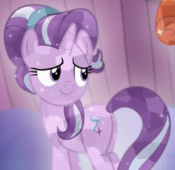 Size: 952x924 | Tagged: safe, screencap, starlight glimmer, sunburst, crystal pony, pony, unicorn, the crystalling, butt, cropped, crystallized, female, looking back, mare, plot, solo focus