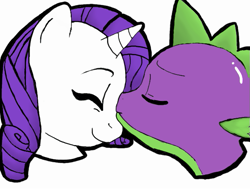 Size: 635x482 | Tagged: dead source, safe, artist:chibi-sky-666, rarity, spike, dragon, pony, unicorn, female, kissing, male, shipping, sparity, straight