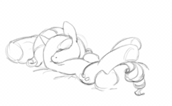 Size: 787x485 | Tagged: safe, artist:carnifex, rarity, pony, unicorn, animated, monochrome, sleeping, underhoof