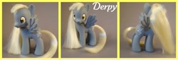 Size: 1024x348 | Tagged: safe, artist:hannaliten, derpy hooves, pony, brushable, custom, irl, photo, solo, toy