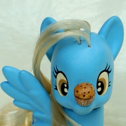 Size: 639x640 | Tagged: safe, artist:wylf, derpy hooves, pony, brushable, custom, irl, muffin, photo, solo, toy