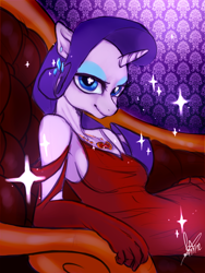 Size: 1200x1600 | Tagged: safe, artist:carykaiba, rarity, anthro, clothes, dress, necklace