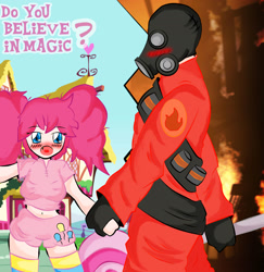 Size: 2137x2201 | Tagged: safe, artist:banchousaito, pinkie pie, humanized, pyro, team fortress 2