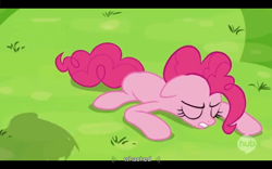 Size: 1024x640 | Tagged: safe, screencap, pinkie pie, earth pony, pony, wonderbolts academy, black bars, youtube caption