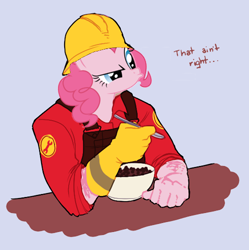 Size: 497x500 | Tagged: safe, edit, pinkie pie, earth pony, pony, engineer, parody, team fortress 2