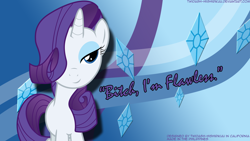 Size: 1600x900 | Tagged: safe, artist:yourfavoritesenpai, rarity, pony, unicorn, diamonds, hilarious in hindsight, image macro, vulgar, wallpaper