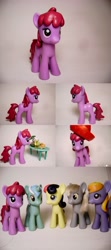 Size: 700x1575 | Tagged: safe, artist:oak23, berry punch, berryshine, bon bon, cloud kicker, derpy hooves, lyra heartstrings, sweetie drops, pony, brushable, custom, hat, irl, photo, toy