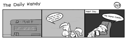 Size: 1280x404 | Tagged: safe, artist:tetrapony, derpy hooves, pegasus, pony, comic:the daily derp, comic, female, mare, monochrome, solo, the daily kandy