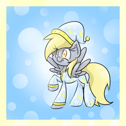 Size: 900x900 | Tagged: safe, artist:lemon-heartss, derpy hooves, pegasus, pony, clothes, female, mare, pajamas