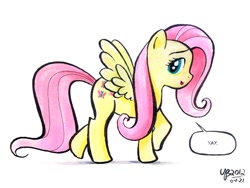 Size: 800x600 | Tagged: safe, artist:thebourgyman, fluttershy, pegasus, pony, female, mare, pink mane, solo, yellow coat