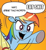 Size: 334x366 | Tagged: safe, derpibooru import, edit, applejack, rainbow dash, earth pony, pegasus, pony, blonde mane, blue coat, blue wings, dialogue, eat shit, exploitable meme, female, image macro, mare, meme, multicolored hair, open mouth, orange background, raised hoof, raised leg, simple background, smiling, speech bubble, two words meme, underhoof, vulgar, wings