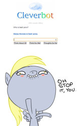 Size: 500x818 | Tagged: safe, screencap, derpy hooves, best pony, cleverbot, meme, text, truth