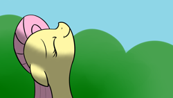 Size: 1920x1080 | Tagged: safe, artist:muzza299, fluttershy, pegasus, pony, female, happy, mare, pink mane, yellow coat