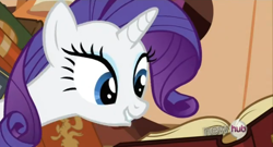 Size: 638x345 | Tagged: safe, screencap, rarity, pony, unicorn, magic duel, book, golden oaks library