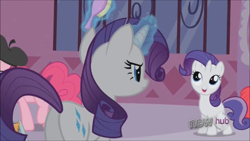 Size: 1280x720 | Tagged: safe, screencap, rarity, sweetie belle, pony, unicorn, magic duel, alternate hairstyle, female, mare, plot, raritie belle