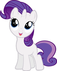 Size: 3111x3902 | Tagged: safe, artist:ocarina0ftimelord, rarity, sweetie belle, pony, unicorn, magic duel, cute, diasweetes, disguise, female, filly, looking up, open mouth, raritie belle, simple background, smiling, solo, transparent background, vector