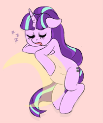 Size: 693x827 | Tagged: safe, artist:pettankochanv, starlight glimmer, pony, unicorn, belly button, sleeping, solo, zzz