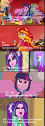 Size: 800x2212 | Tagged: safe, edit, edited screencap, screencap, applejack, aria blaze, fluttershy, rainbow dash, sunset shimmer, twilight sparkle, twilight sparkle (alicorn), alicorn, equestria girls, ariaditz, dragonball z abridged, ponied up, screencap comic, sleeveless