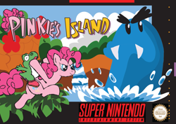 Size: 1131x800 | Tagged: safe, artist:davuuwart, pinkie pie, earth pony, pony, box art, nintendo, parody, super mario bros., yoshi, yoshi's island