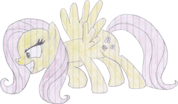 Size: 2483x1450 | Tagged: safe, artist:iloveportalz0r, fluttershy, pegasus, pony, female, lined paper, mare, traditional art