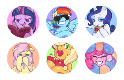 Size: 1280x831 | Tagged: safe, artist:magnta, derpibooru import, applejack, fluttershy, pinkie pie, rainbow dash, rarity, twilight sparkle, earth pony, pegasus, pony, unicorn, apple, balloon, book, fire ruby, flower, magic, mane six, sunglasses