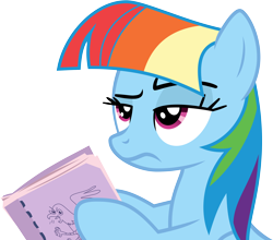Size: 9560x8425 | Tagged: safe, artist:xboomdiersx, derpibooru import, rainbow dash, pegasus, pony, the lost treasure of griffonstone, absurd resolution, book, manebow sparkle, simple background, solo, transparent background, vector