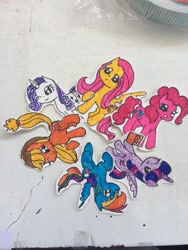 Size: 2448x3264 | Tagged: safe, artist:creamyfairy, derpibooru import, applejack, fluttershy, pinkie pie, rainbow dash, rarity, twilight sparkle, twilight sparkle (alicorn), alicorn, earth pony, pegasus, pony, unicorn, mane six, traditional art, wingding eyes